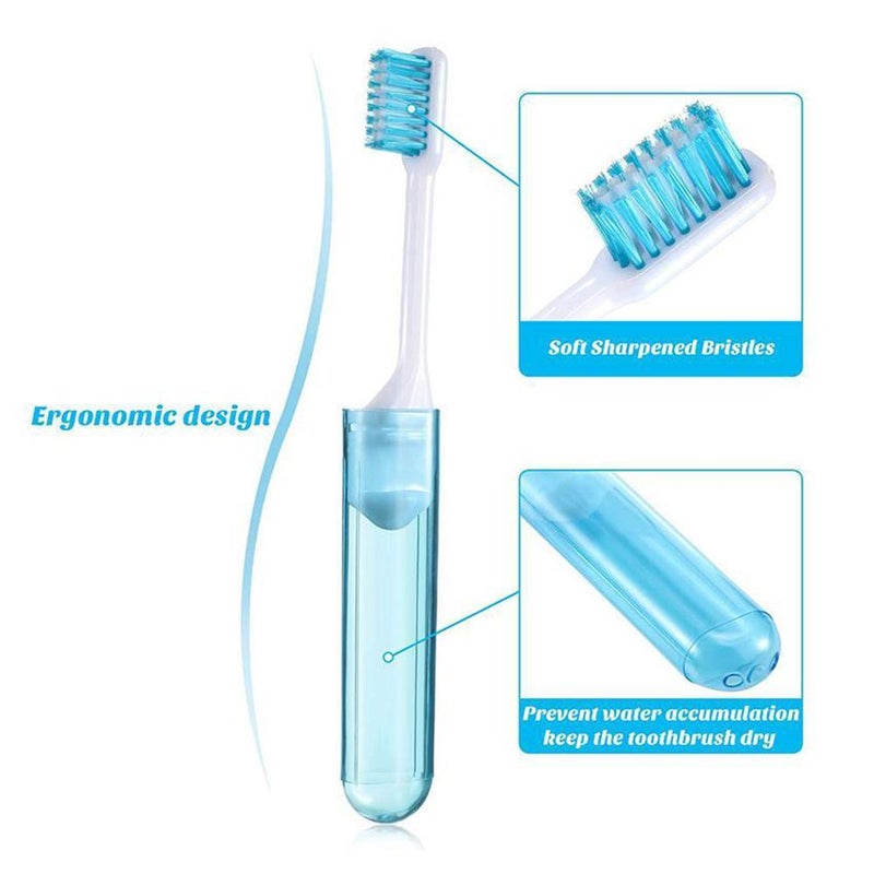 Travel Toothbrush, Soft Bristle Mini Foldable Tooth Brush with Case, Individually Wrapped Outdoor Easy to Take, for Home Travel Camping Hiking - Image 2